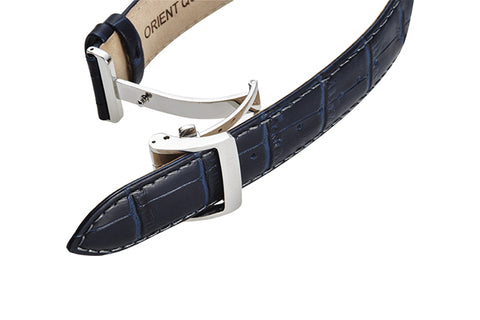 Sun and Moon RA-AK011D10B | RA-AK011D blue leather strap fitted with stainless steel butterfly buckle.