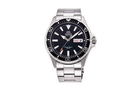 Kamasu RA-AA0001B19B | RA-AA0001B.A black dial automatic diver watch 41.8mm case size, 200 water resistance with saphhire crystal,screw down crown fitted with a metal strap.Shop now on orienntwatch.in