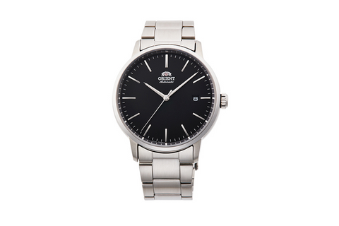 Maestro RA-AC0E01B10B | RA-AC0E01B. A black dial automatic dress watch of 40mm case size,date window, exhibition caseback fitted with a metal strap. Shop now on orientwatch.in