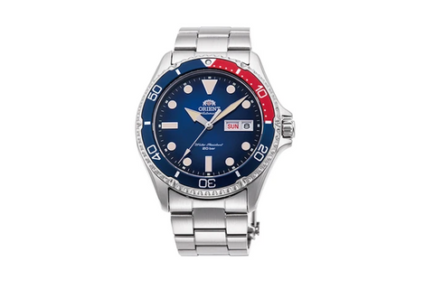 Kamasu II RA-AA0812L19B | RA-AA0812L. A blue dial automatic  diver watch 200m water resistance, case size 41.8m with sapphire crystal and screwed down crown.  Shop now on orientwatch.in