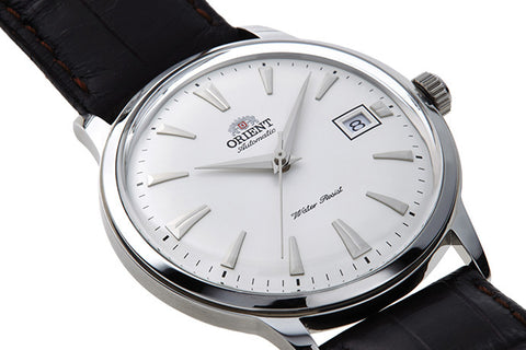 Bambino Classic SAC00005W0 | AC00005W.A white dial automatic dress watch of 40.5mm case size, a date window and fitted with a Leather strap.Shop now on orientwatch.in