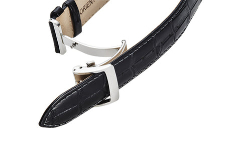 Sun and Moon RA-AK0008S10B | RA-AK0008S black leather strap fitted with stainless steel butterfly buckle