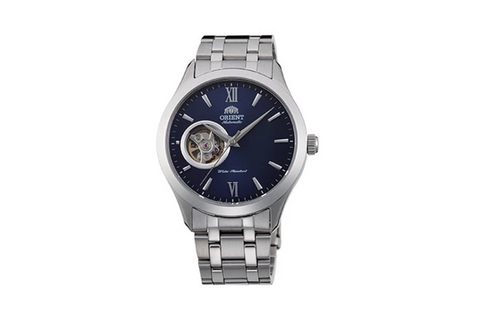 Oxford FAG03001D0 | AG03001D. Automatic dress watch with blue dial and semi-skeleton feature, 38.5mm case size and sapphire crystal fitted with a stainless steel bracelet. Shop now on orientwatch.in