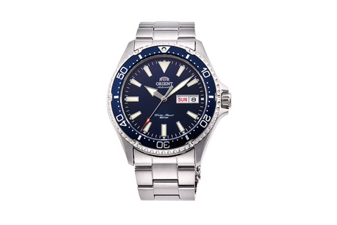 Kamasu RA-AA0002L19B | RA-AA0002L.A blue dial automatic diver watch 41.8mm case size, 200 water resistance with saphhire crystal,screw down crown fitted with a metal strap.Shop now on orientwatch.in