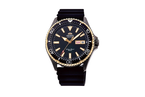 Kamasu RA-AA0005B19B | RA-AA0005B.A black dial automatic diver watch 41.8mm case size,200 water resistance with saphhire crystal,screw down crown fitted with a rubber belt, .Shop now on orientwatch.in