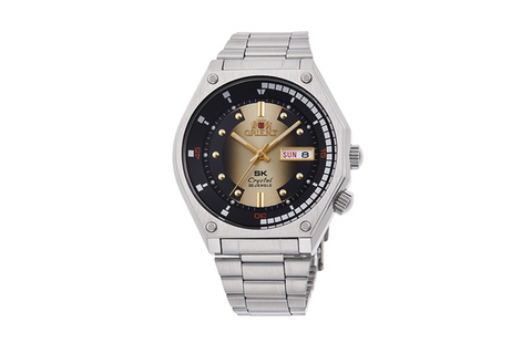 Sk Diver Retro RA-AA0B01G19B | RA-AA0B01G. A champagne dial automatic retro style watch of 41.7mm case size, day, date indicators fitted with a metal strap.Shop now on orientwatch.in