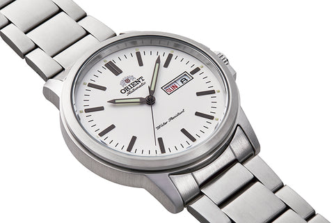 Camper RA-AA0C03S10B | RA-AA0C03S. A white dial automatic sports watch with 41.6mm case size ,date window featuring arabic numerals fitted with a metal strap. Shop now on orientwatch.in