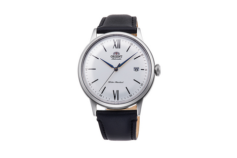 Bambino Legacy RA-AC0022S10B |  RA-AC0022S. A white dial automatic dress watch of 40.5mm case size with domed dial and crystal, featuring roman hour markers at the 12 and 6 o'clock position. Shop now on orientwatch.in