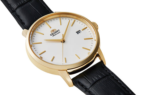 Maestro RA-AC0E03S10B | RA-AC0E03S. A white dial automatic dress watch of 40mm case size,date window, exhibition caseback fitted with a leather strap. Shop now on orientwatch.in