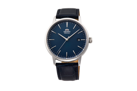 Maestro RA-AC0E04L10B | RA-AC0E04L. A blue dial automatic dress watch of 40mm case size, date window, exhibition caseback fitted with a leather strap. Shop now on orientwatch.in
