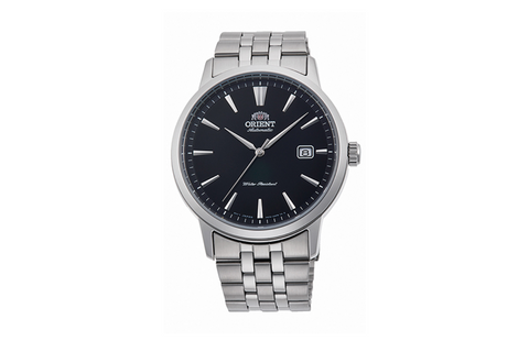 Symphony III RA-AC0F01B10B | RA-AC0F01B.A black dial automatic dress watch of 41.6mm case size, date window and exhibition caseback fitted with a metal strap.Shop now on orientwatch.in