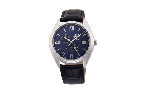 Tri Star RA-AK0507L10B | RA-AK0507L. A blue dial automatic dress watch of 39.4 mm case size, date, day aperture fitted on a leather strap .Shop now on orintwatch.in