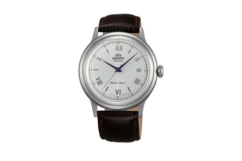 Bambino Roman Numeral FAC00009W0. A white dial automatic dress watch of 40.5mm case size and roman numeral markers fitted with a leather strap. Shop now on orientwatch.in